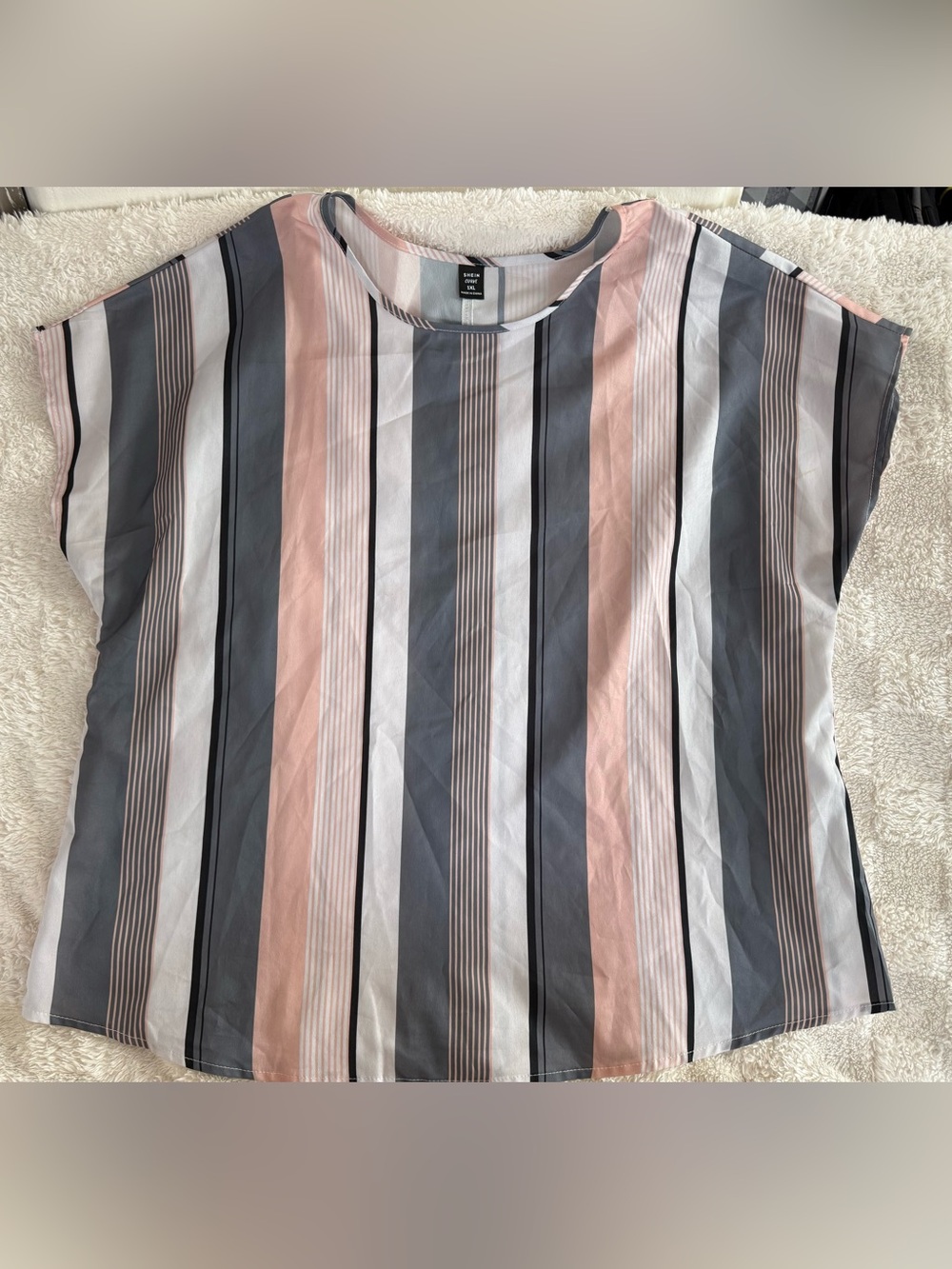 SHEIN Clasi CURVE Striped Batwing Sleeve Top